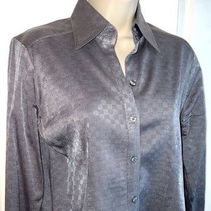 New York & Company Geometric Design Button Down Blouse